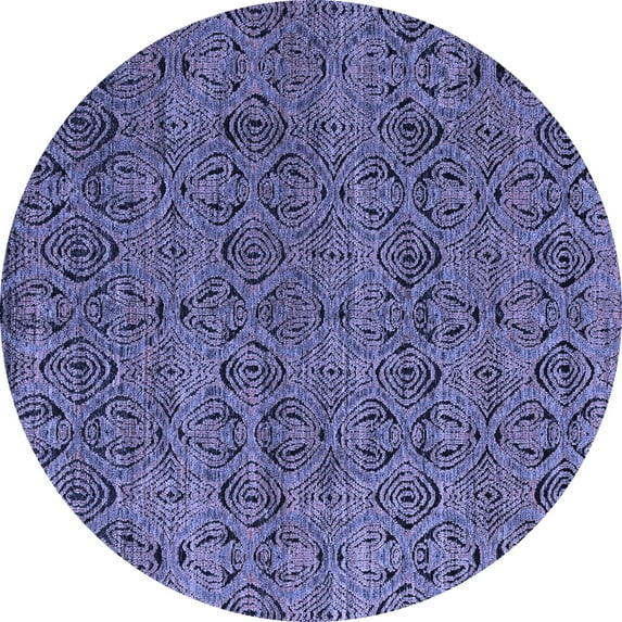 Ahgly Company Indoor Round Abstract Blue Modern Area Rugs, 3' Round