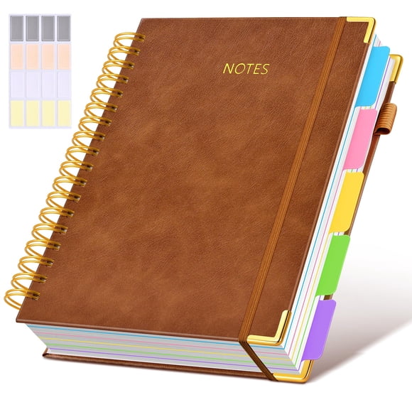 Cuaderno de cuero dilitego de 5 materias, 300 páginas, 20 x 25 cm