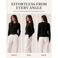 thumbnail image 4 of QUALFORT Women's 100% Cotton Cable Knit Sweater, Crew Neck Lightweight Pullover Sweater for Women, Long Sleeve Knit Top, Black M, 4 of 7