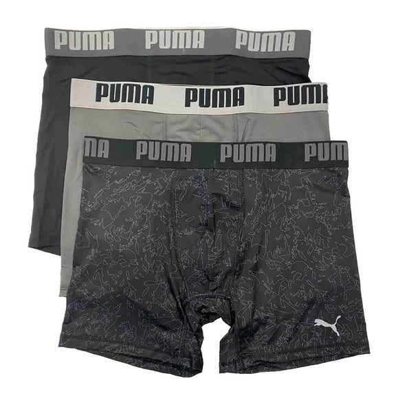PUMA MEN'S 3 PACK - PHG 5013 BLACK PRINT MEDIUM - BOXER BRIEF UNDERWEAR SPORT