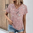 thumbnail image 2 of Awdenio New Summer Fashion Tops for Women 2024, Ladies V-Neck Fashion Casual Short-Sleeved Spring And Summer Top Pink XL, 2 of 5