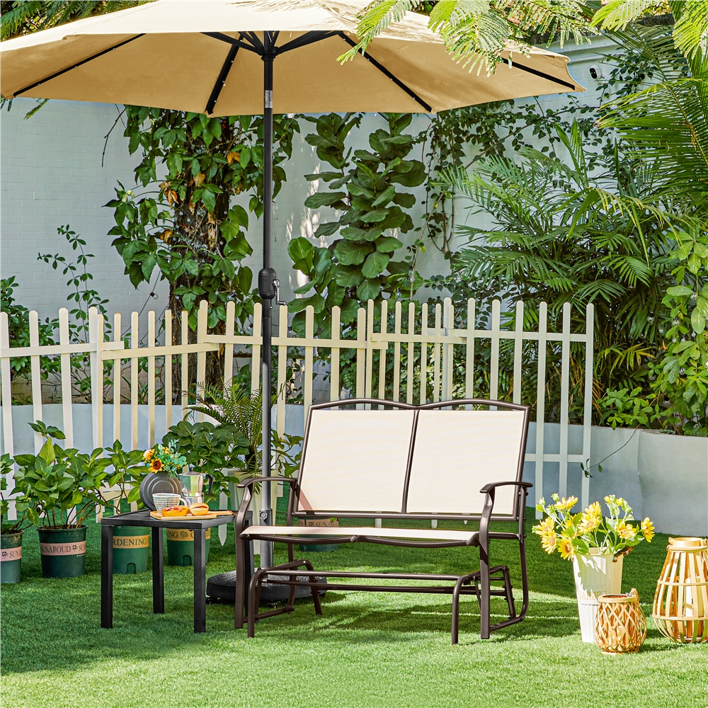 Renwick 2-Person Patio Glider Bench with Steel Frame, Beige