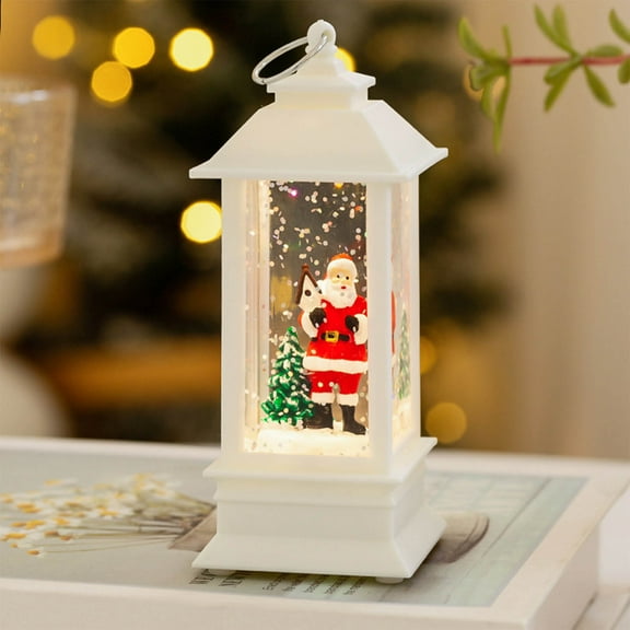 AuroraX Christmas Decoration Small Cute Bohemian Plastic Lantern Figurines Neutral Handheld Water-Filled Scene for Xmas Gifts Decor