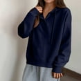 thumbnail image 5 of tarylea Hoodies for Women Button V Neck Drawstring Sweatshirt Solid Color Long Sleeve Pullover Casual Loose Fall Crop Tops, 5 of 6