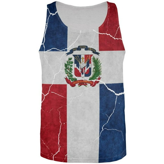Distressed Dominican Republic Flag All Over Mens Tank Top Multi 3X-LG
