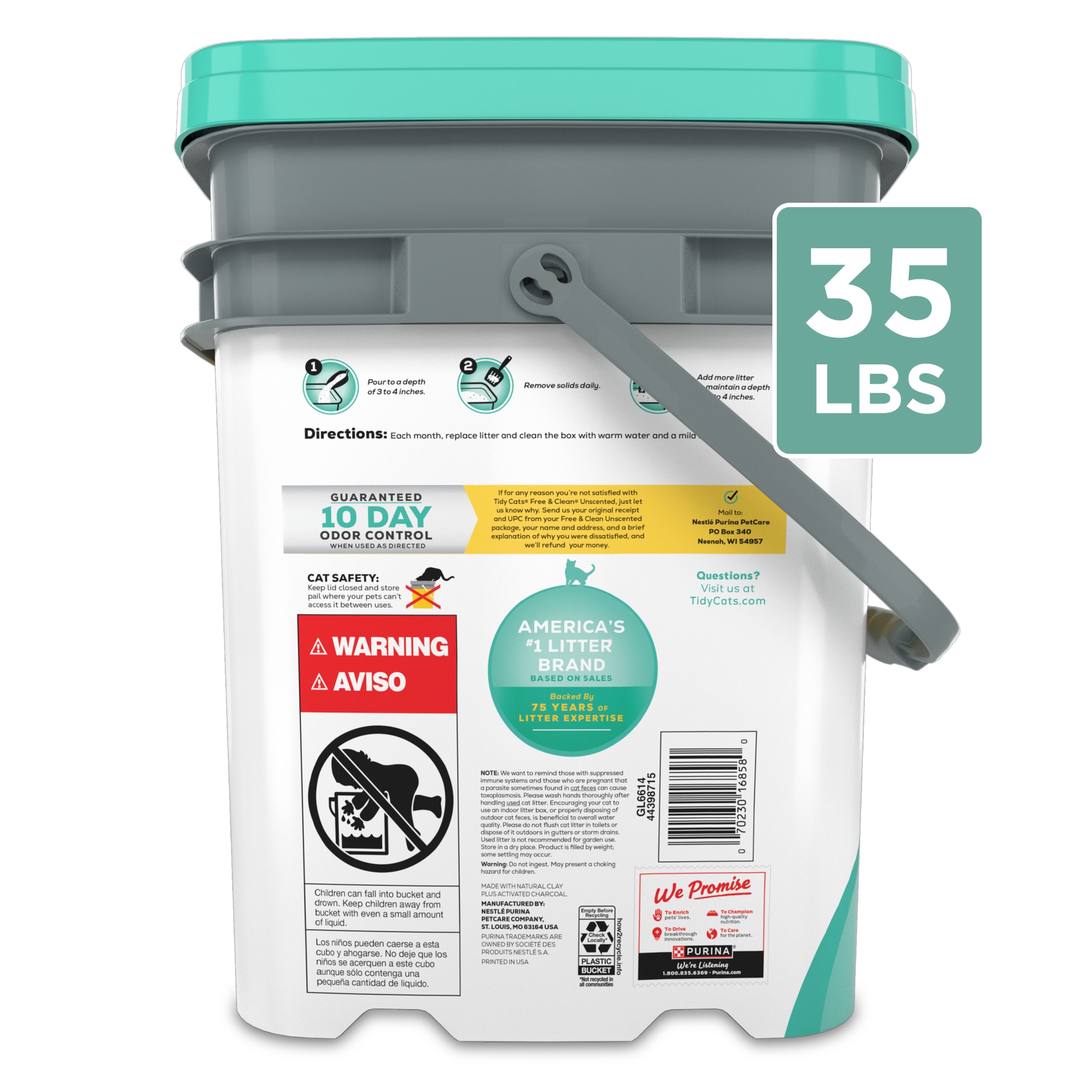 Tidy Cats Free & Clean Clumping Cat Litter, 35 lb Pail photo 5