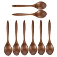 thumbnail image 5 of Raindrops 8Pcs Brown Wave Shape Multipurpose Small Soup Spoons For Family Friends 6.88x1.38x0.20Inch, 5 of 8