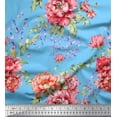 thumbnail image 1 of Soimoi Rayon Fabric Leaves & Peony Floral Print Fabric by Yard 56 Inch Wide, 1 of 3