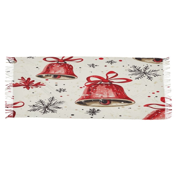 BZSMCE Women Scarf Christmas Red Bell and Snowflake Simple Pattern Soft Warm Long Large Scarves