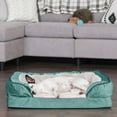thumbnail image 5 of FurHaven Pet Products Velvet Waves Perfect Comfort Full Support Orthopedic Sofa-Style Pet Bed for Dogs & Cats - Celadon Green, Medium, 5 of 14