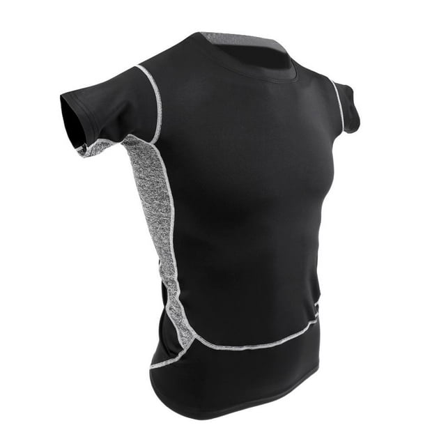 Camisetas de Punto de Compresión Zulema para Hombre Tops de Manga Corta Deporte Fitness Gimnasio Culturismo Baloncesto Negro XL