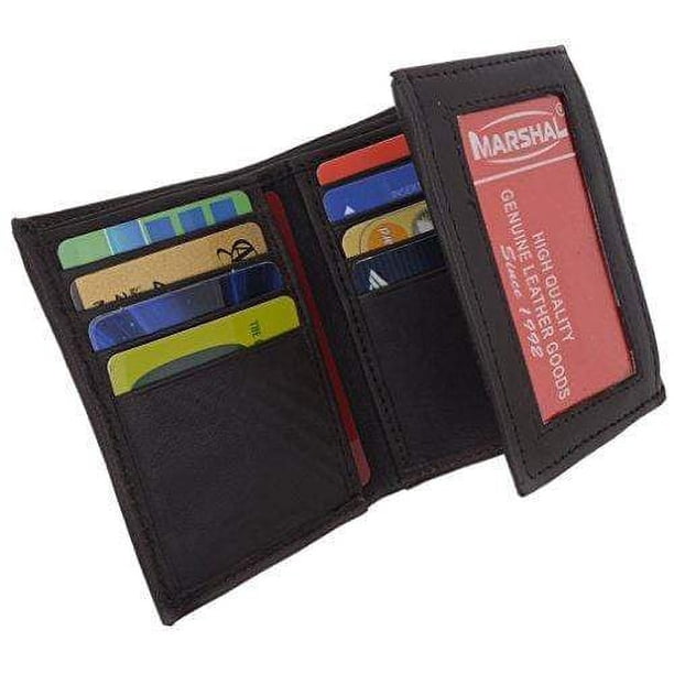 Lambskin Leather Men's Trifold Outside ID Credit Card Holder W