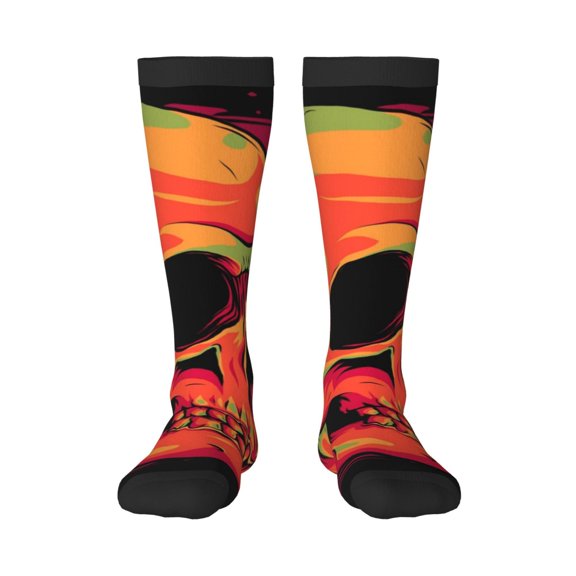 Vsdgher Skull And Flag Usa Knee Socks, High Socks Long Stretchy Sock Women Knee High Stocking, Long Socks for Women