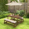 thumbnail image 3 of Gymax Kids Wood Picnic Table and Bench Set w/ Cushions Umbrella for Indoor Outdoor Brown, 3 of 10