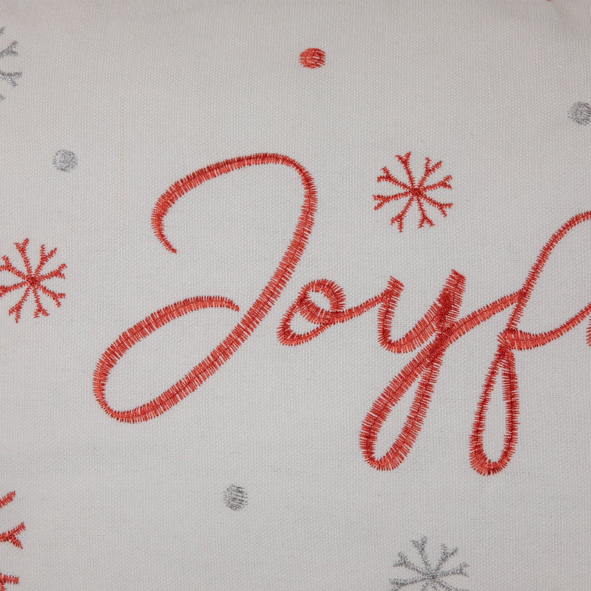 Embroidered "Joyful" Rectangular Christmas Throw Pillow - 19" - Red and White