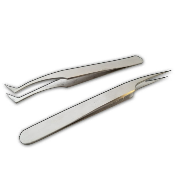 Professional Pointed Ingrown Hair Splinter Tip and Curve Tweezers Set