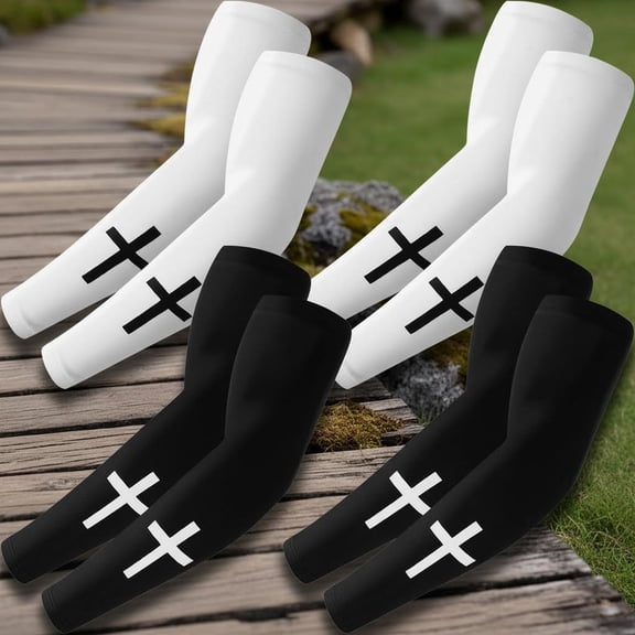 Faith Cross Arm Sleeve for Adult Men Religious Compression Arm Sleeves for Basketball Baseball Football