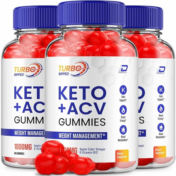 Turbo Ripped Keto ACV Gummies – TurboRipped 1000MG, 3 Pack, 180 Gummies