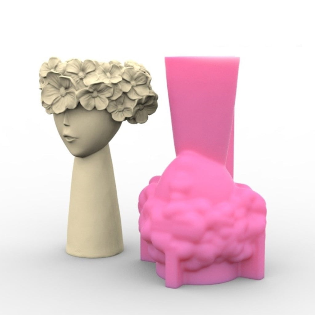 Succulent Flowerpot Mold 3D Flower Girl Pen Holder Silicone Mould Concrete Plaster Planter Vase Mold Epoxy Resin Molds