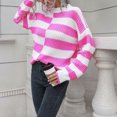 thumbnail image 6 of LEBONYARD Fall Sweaters for Women Savings Clearance 2024,Womens Sweaters Clearance under $5,Women's Clothing Design Striped Sweater Loose Winter Long-sleeved Knitted Sweaters New Pink L, 6 of 9