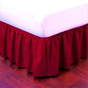 14' Full Bedskirt Full Red Pleated Dust Ruffled Bed Skirt Bedding Bed Dressing with Split/Open Corners and Easy Fit 14