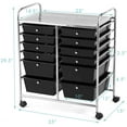 thumbnail image 3 of GOFLAME 12-Drawer Rolling Storage Cart, Multipurpose Organizer Cart with 2 Sizes Plastic Drawers, Mobile Utility Cart with Lockable Casters for School, Home Office, Beauty Salon, Black, 3 of 9
