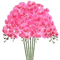 thumbnail image 1 of Uxcell 6-Pack Flores de Orquídea Artificial 9 Pétalos Grandes 37 Pulgadas Ramo de Phalaenopsis de Seda Rojo Rosa Falsas Orquídeas para Hogar/Boda, 1 of 1