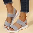thumbnail image 6 of Women Shoes Women's Elastic Knit Strap Wedge Platform Sandals Spring Summer Open Toe Slip On Sandals for Women Wide Width Large Sizes Soft Stretch Breathable Fabric Non Slip Cushioned Insole Comfort, 6 of 6