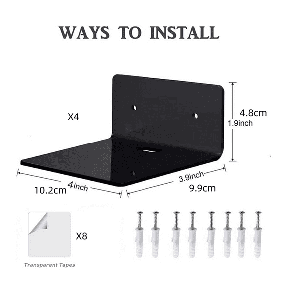 Set of 4 Floating Speaker Organizer Baby Monitor Display Stand Books Floating Wall Bracket