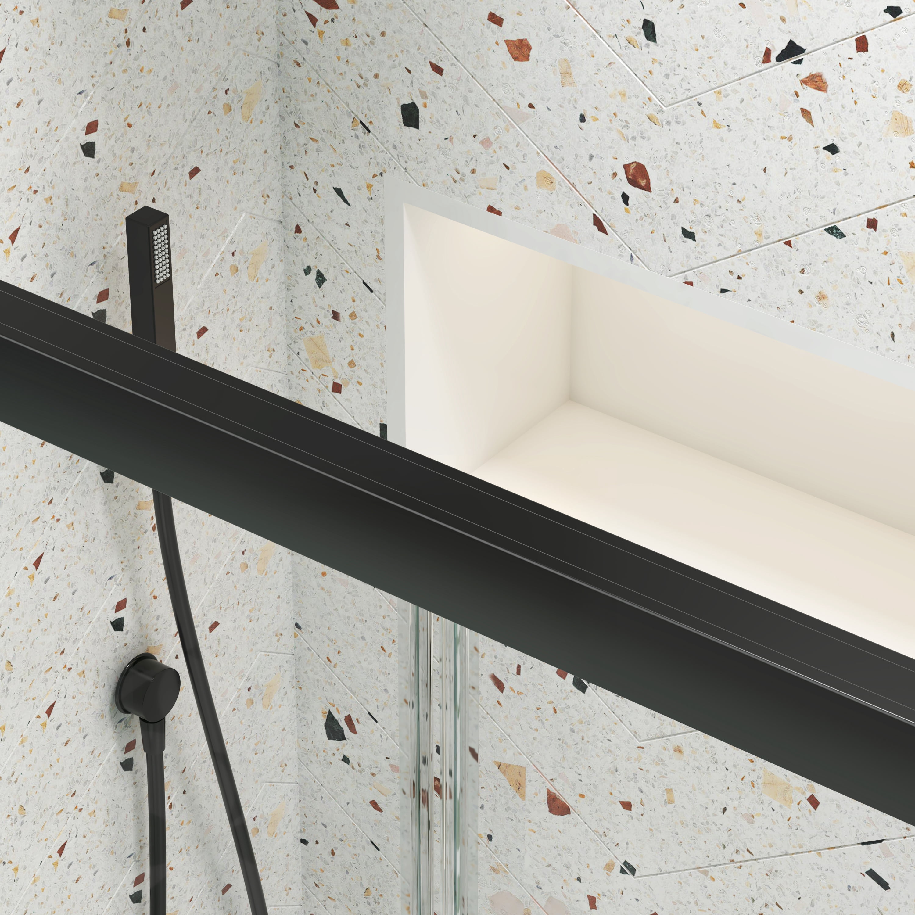 MAYEERTY 50-54"W x 70"H Double Sliding Shower Bypass Door, Tempered Glass & Stainless Steel Handle, Matte Black