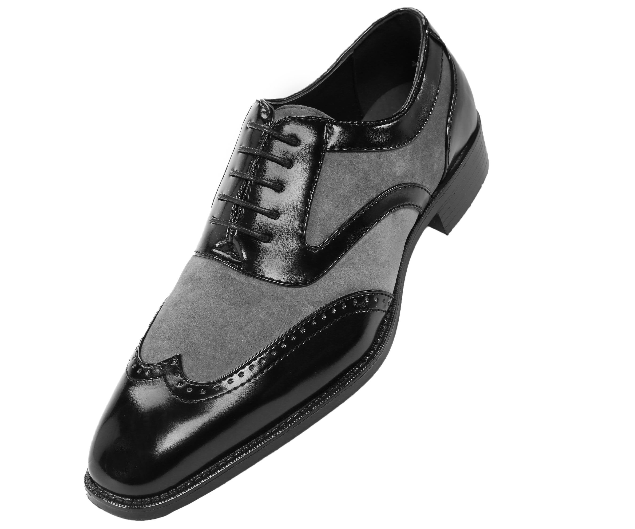 Sio Men's Two-Tone Brighton Wingtip Oxford Dress Shoe Grey Size 10 ...