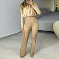 thumbnail image 2 of Autumn Plus Size 2 Piece Sets for Women Casual Color Long-Sleeve Round-Collar Tops High Waist Pants Suits, 2 of 6