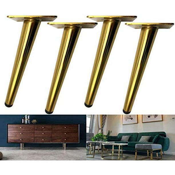 Bikani Golden Sofa Legs Round Solid Metal Furniture Replacement Perfect For Mid Century Modern Great Ikea Couch Bed Coffee Table Color 7 Inches Set O Com Bikani Golden Sofa Legs Round Solid, Midcentury Furniture Legs