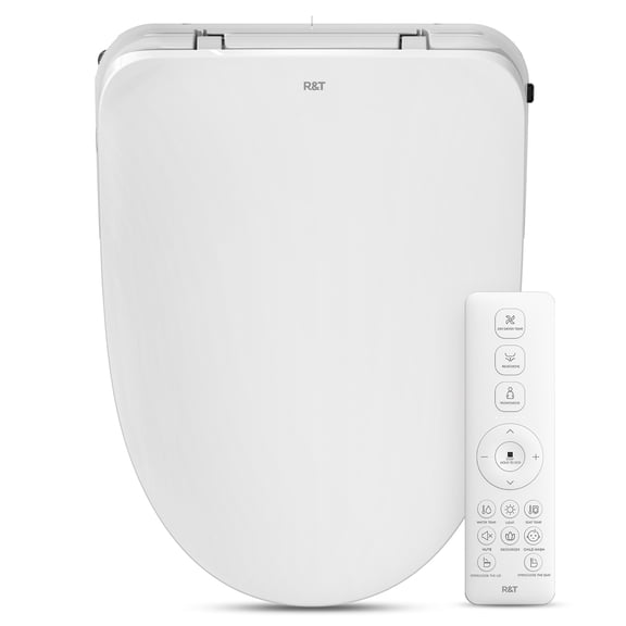 R&T V303 Electric Bidet Seat, Auto-Open Elongated Toilet Seat, Instant Warm Water, Adjustable Heated Seat, Air Dryer, Night Light, Remote Control, Bidet Attachment for Toilet