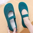 thumbnail image 2 of Dweltoz Women's Mary Jane Flats Slip-On Flats Comfort Breathable Work Low Heel Shoes,Dark Green 40, 2 of 4