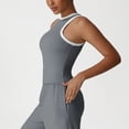 thumbnail image 6 of Ruimatai Women's High Neck Racerback Tank Top Contrast Trim Cropped Workout Top Sleeveless Slim Fit Athletic Shirt, 6 of 7