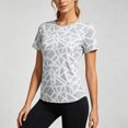 thumbnail image 2 of Trendfront Womens Geometric Pattern T Shirts Crew Neck Short Sleeve All Over Abstract Print Athletic Performance Gym Workout Activewear Top, 2 of 6