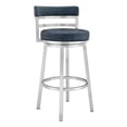 thumbnail image 2 of Home Square Leatherette Counter Height Barstool in Silver and Blue - Set of 2, 2 of 6