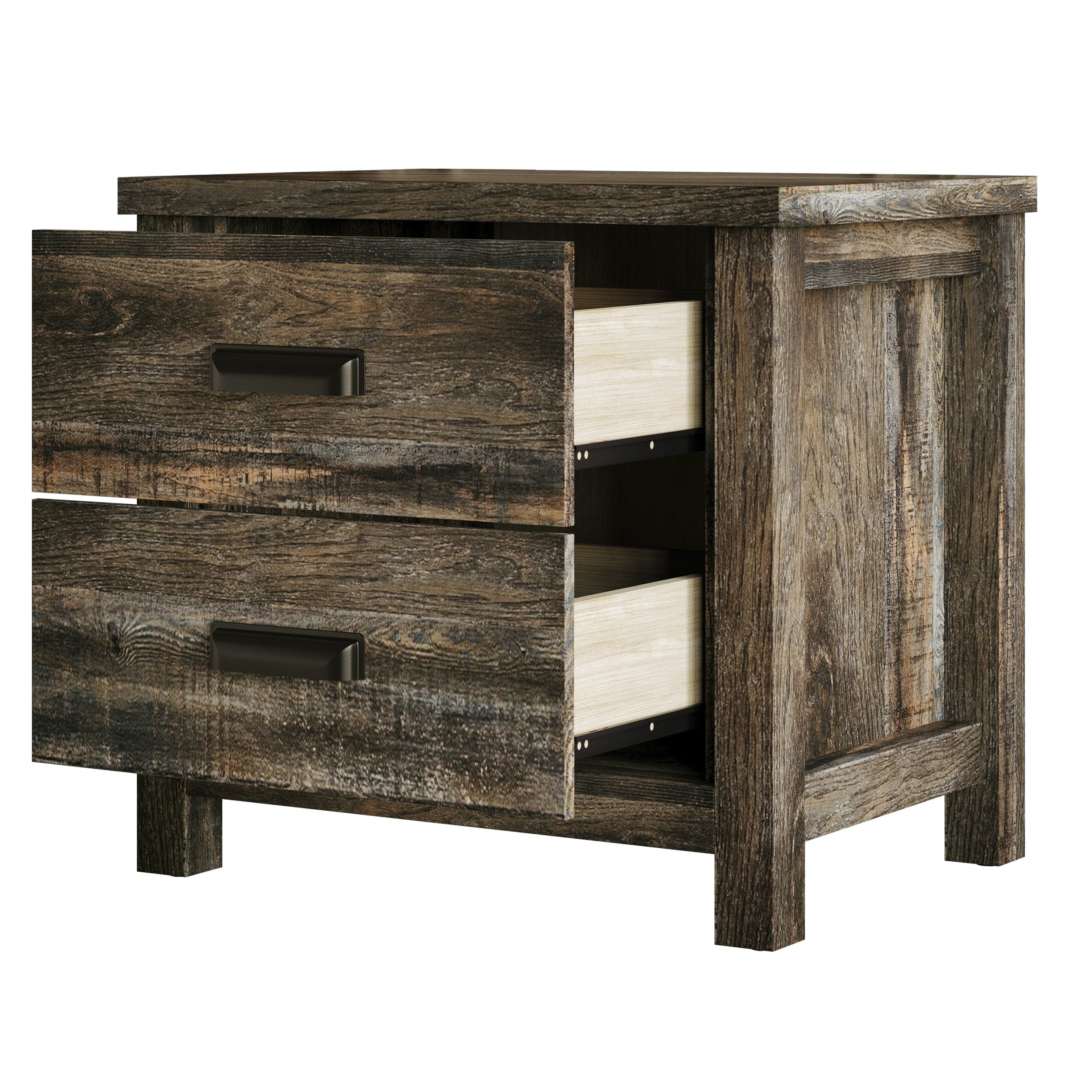 Home Design Racine 2 Drawer Nightstand, Brown Oak