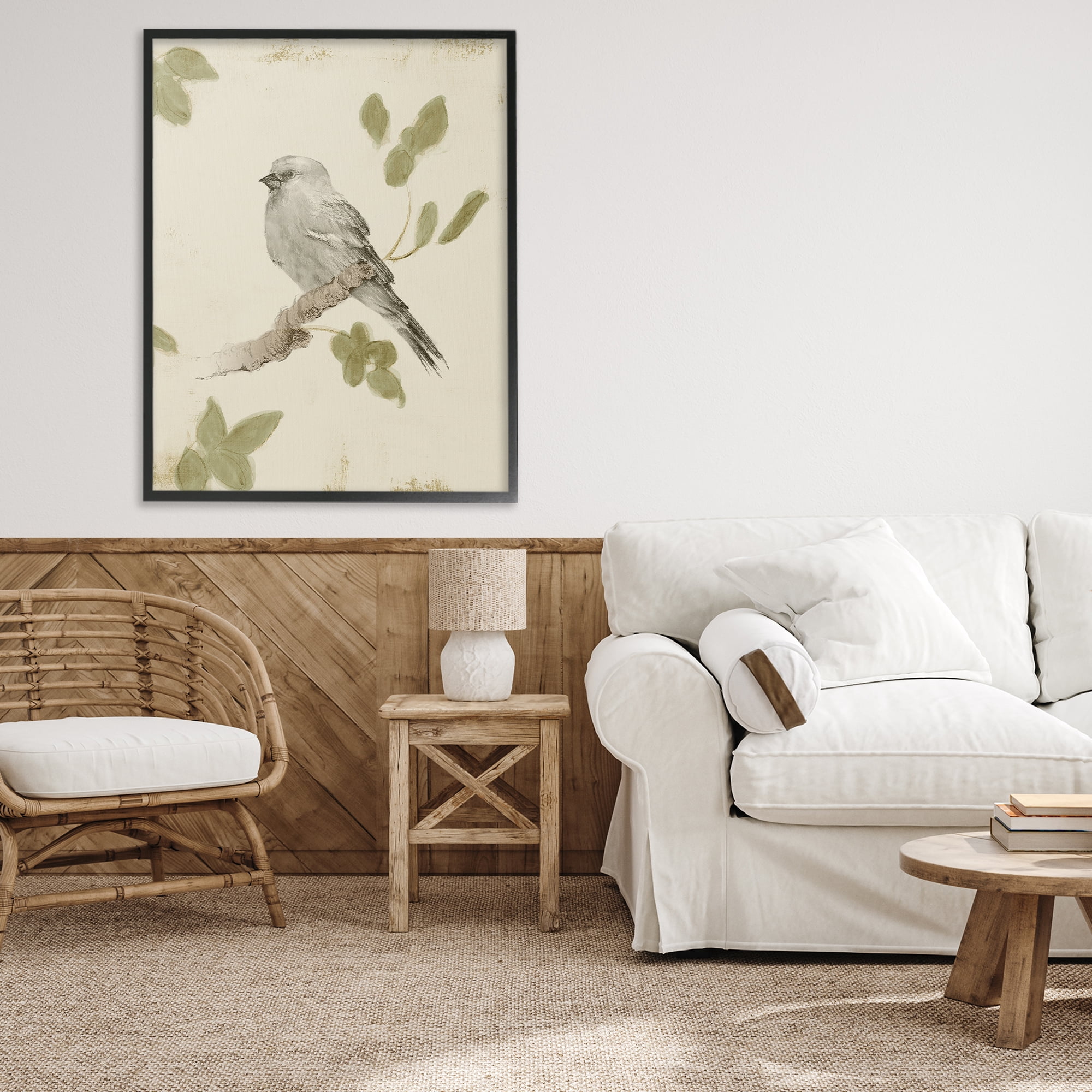 Stupell Industries Bird Scene on Neutral Black Framed Giclee Art, design by Lanie Loreth