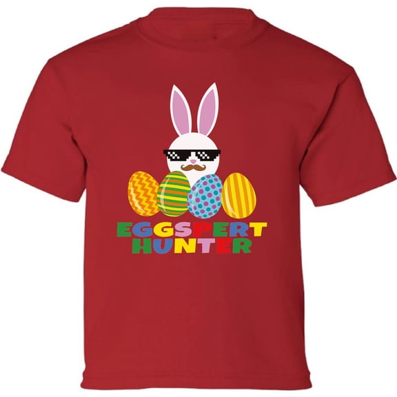 Easter Shirt - Eggspert Hunter Bunny Graphic Tee for Kids Boys Girls XS S M L XL