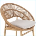 thumbnail image 3 of Outdoor Dining Chairs, Rustic-Modern Papasan Set of 2 – Teak Legs, Light Brown Wicker, Beige Cushion | Beige | PE Rattan+Iron, 3 of 14