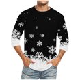 thumbnail image 1 of Camisas de Manga Larga para Hombres Imprimir Casual Cuello Redondo Blusa de Manga Corta, Camisas de Lino para Hombres, 1 of 5