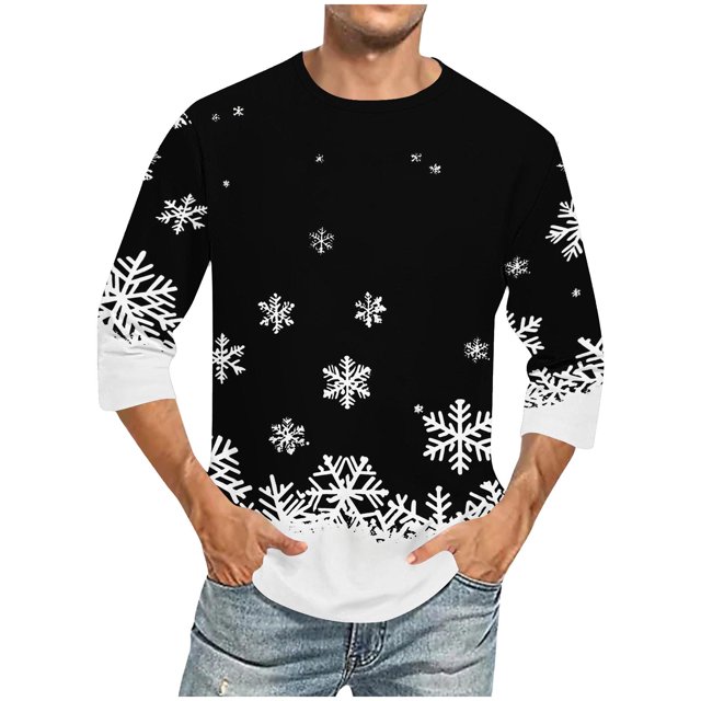 Camisas de Manga Larga para Hombres Imprimir Casual Cuello Redondo Blusa de Manga Corta, Camisas de Lino para Hombres