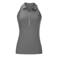 thumbnail image 3 of Idoravan Women's Plus Size Tops Clearance Spring and Summer New Solid Color Lapel Sleeveless Vest Zipper Fashion Casual T-shirt Womens Clothing, 3 of 4
