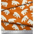 thumbnail image 3 of Soimoi Orange Cotton Duck Fabric Polar Bear Animal Print Fabric by the Yard 42 Inch Wide, 3 of 3