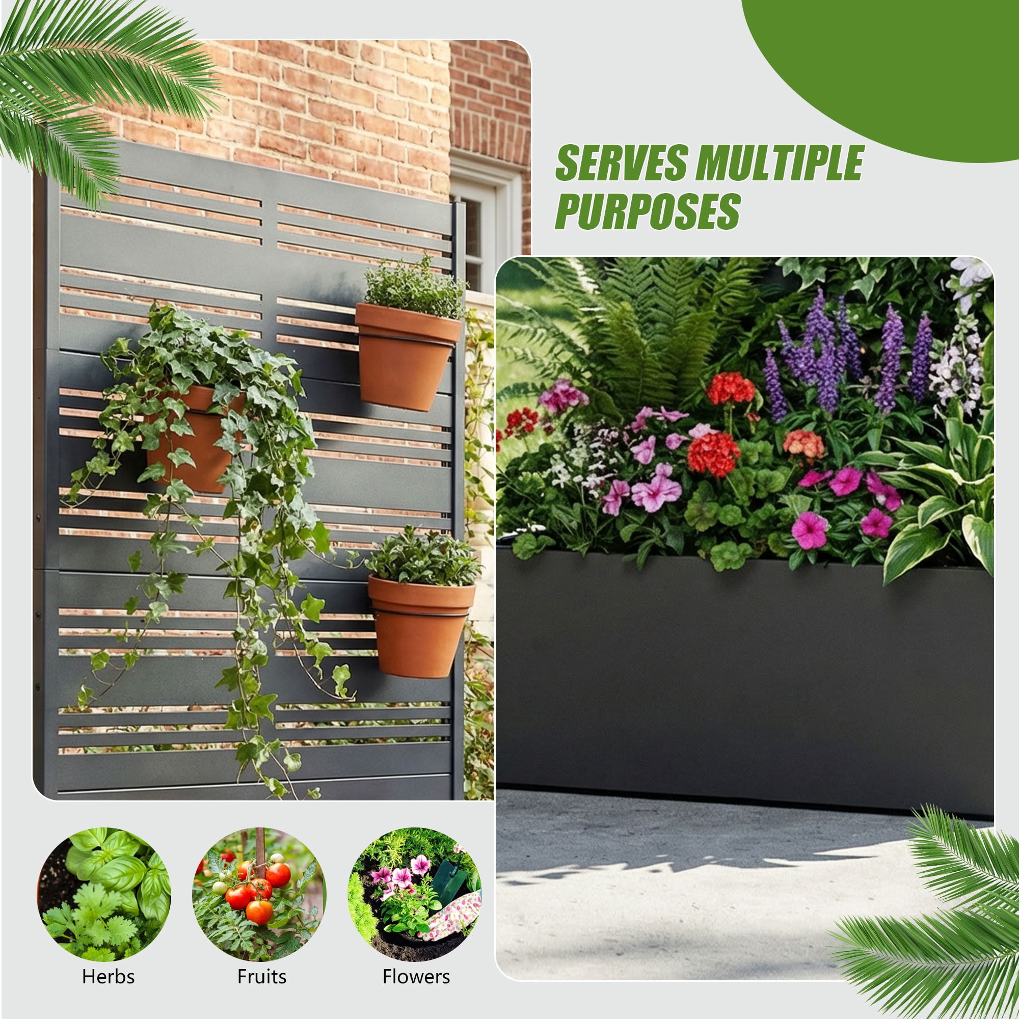 MAYEERTY 59*30in Outdoor Metal Planter Box, Tool Free Assembly Planter, Small Patio Planter Box for Patio, Garden, Yard