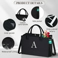 thumbnail image 6 of YOOLIFE Initial Black Canvas Tote & Makeup Bag with Zipper, Adjustable Strap - Personalized Present for Women's Birthday, 6 of 7