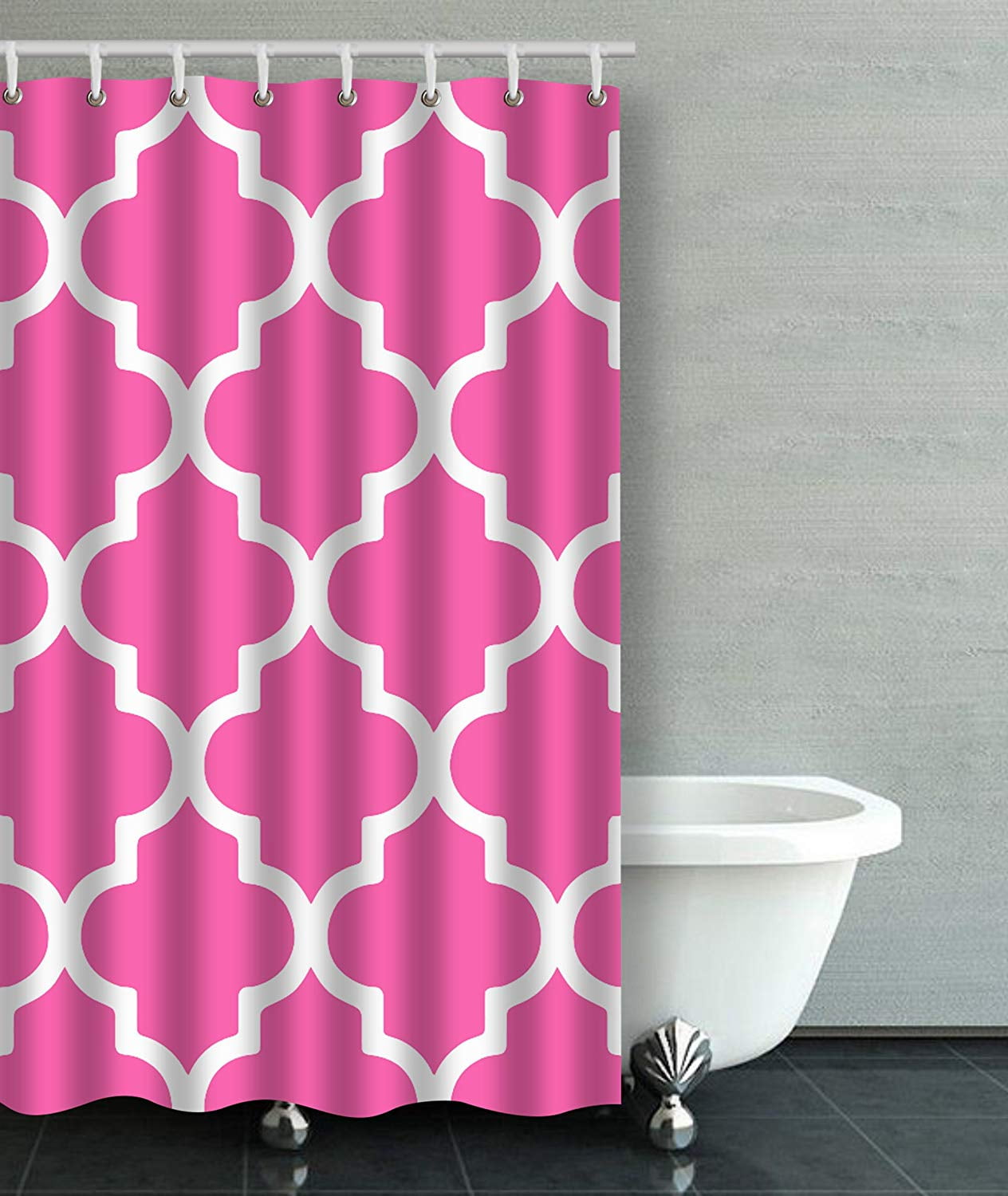 Artjia Moroccan Quatrefoil Hot Pink Bathroom Shower Curtain 36x72 Inches Walmartcom Walmartcom Artjia Moroccan Quatrefoil Hot Pink Bathroom Shower Curtain 36x72 Inches Walmartcom Walmartcom