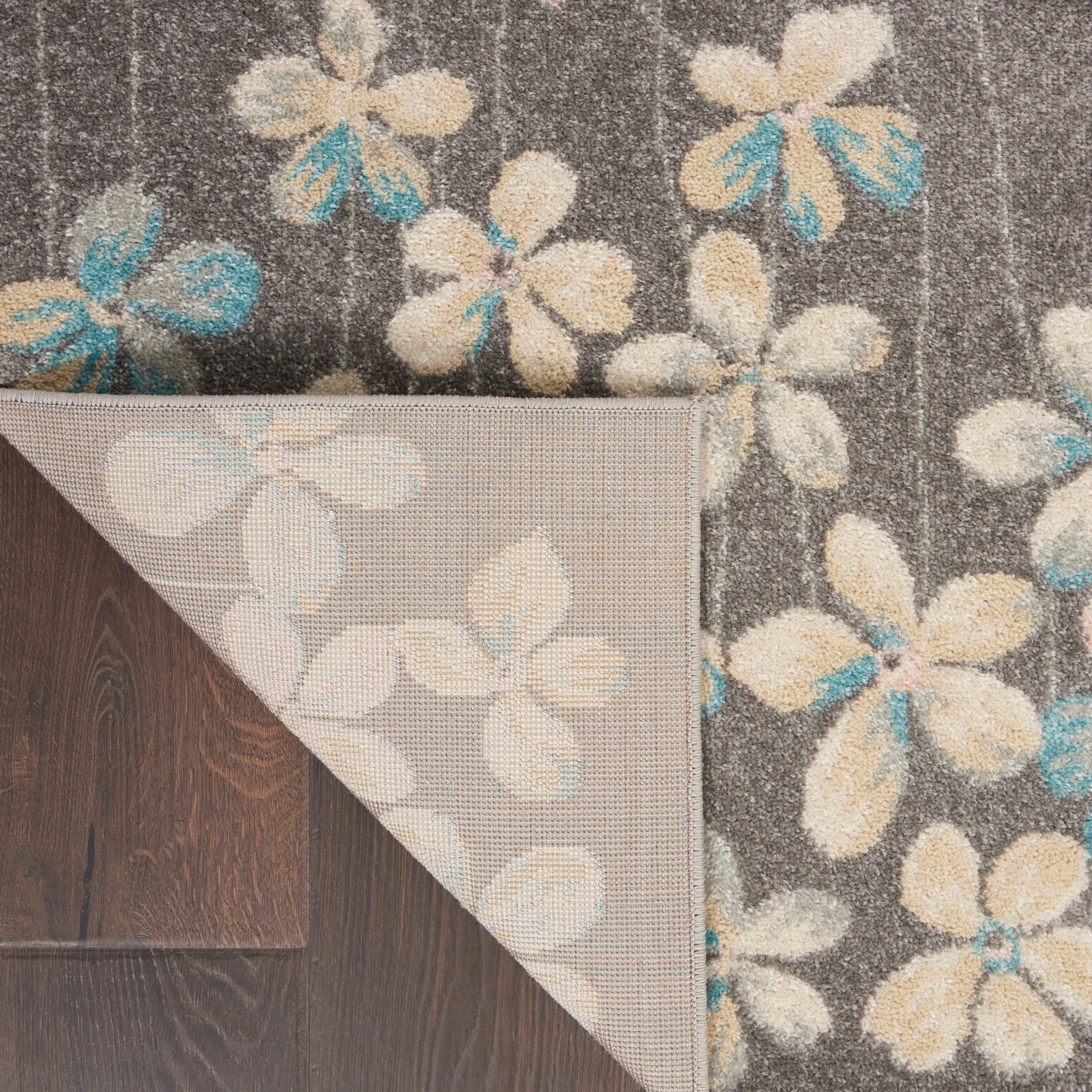 Serene Contemporary Floral Grey/Beige 4' x 6' Area Rug, (4' x 6')